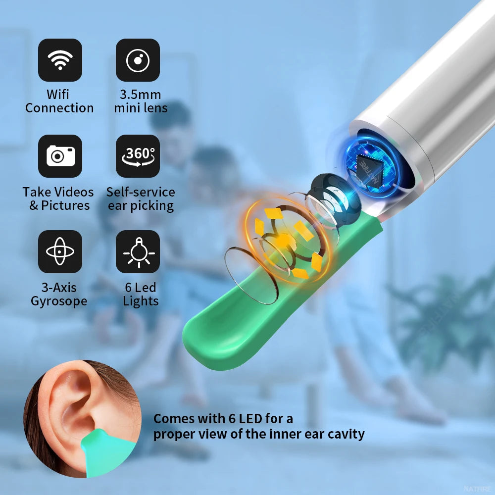 Ear Cleaner with Camera Wireless (Ear Sticks Otoscope)